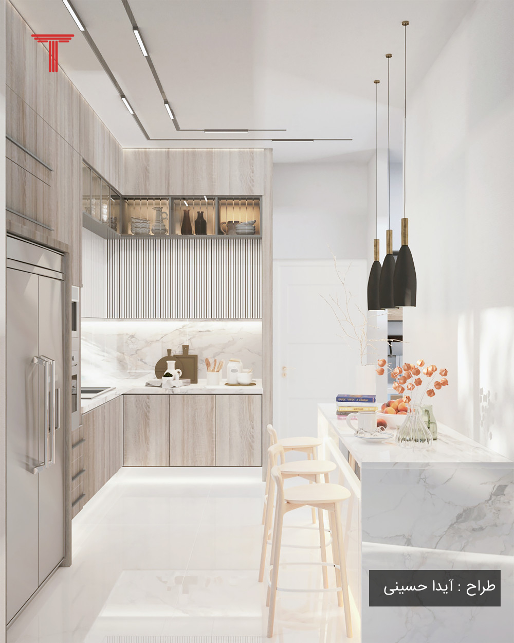 طراحی آشپزخانه در طراحی ویلا مدرن