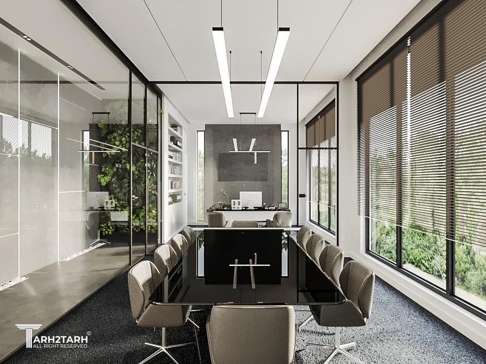 طراحی داخلی فضای اداری مجموعه ورزشی 