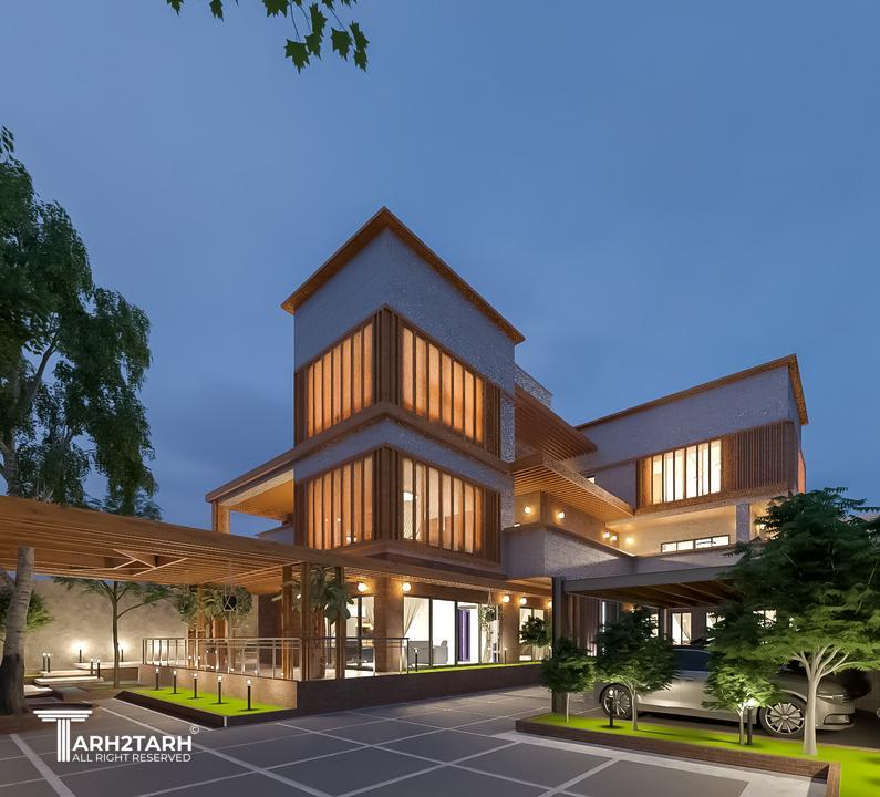 نمای شب ساختمان - گزینه 1