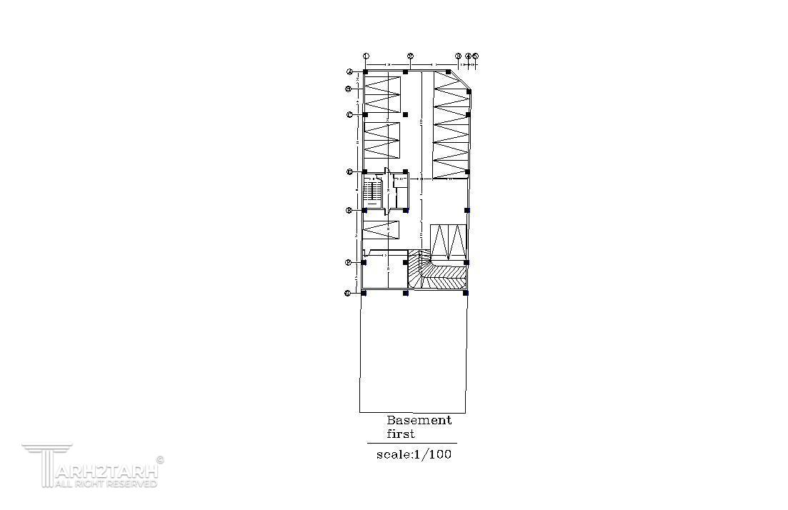 پلان اندازه گذاری زیر زمین اول