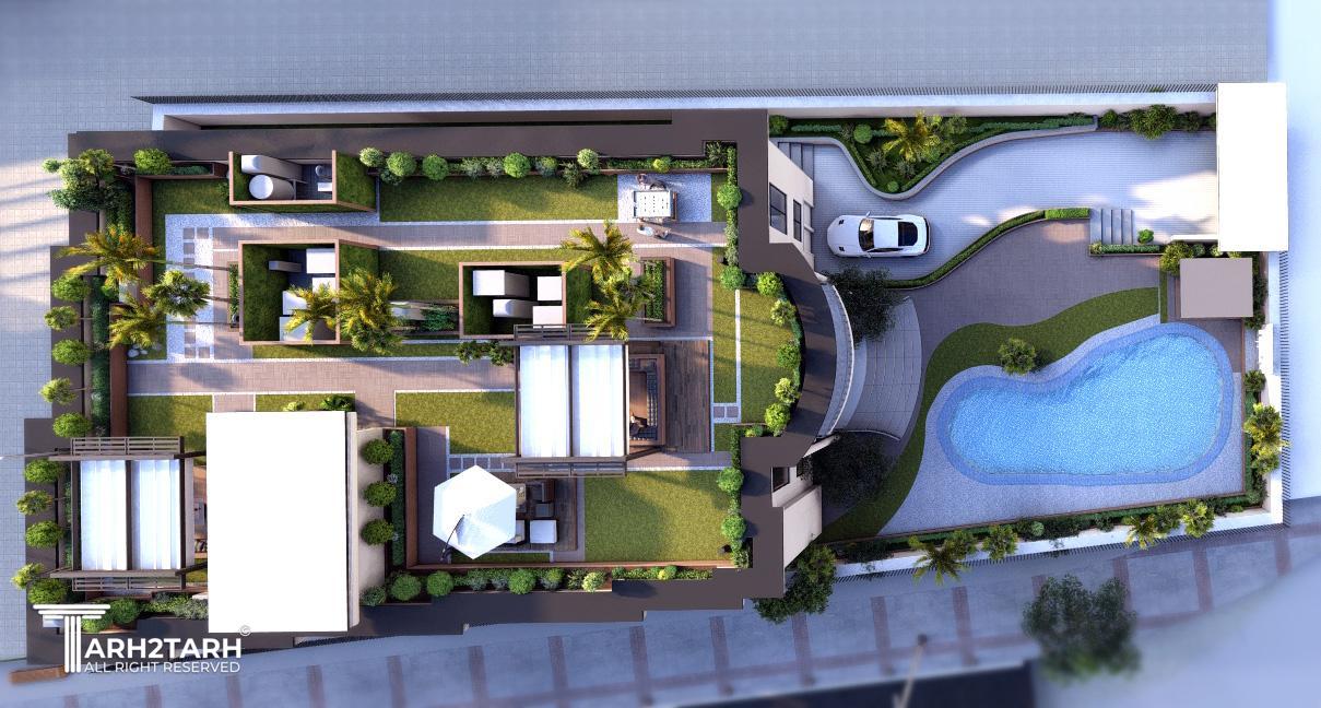 روف گاردن و حیاط ساختمان مسکونی دوبلکس