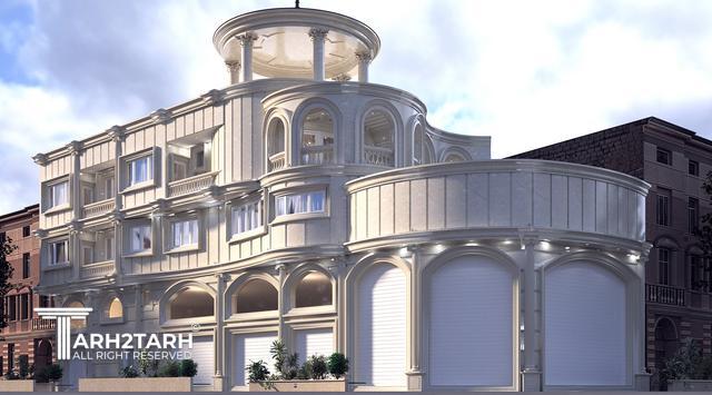 طراحی نمای ساختمان سه طبقه مسکونی تجاری