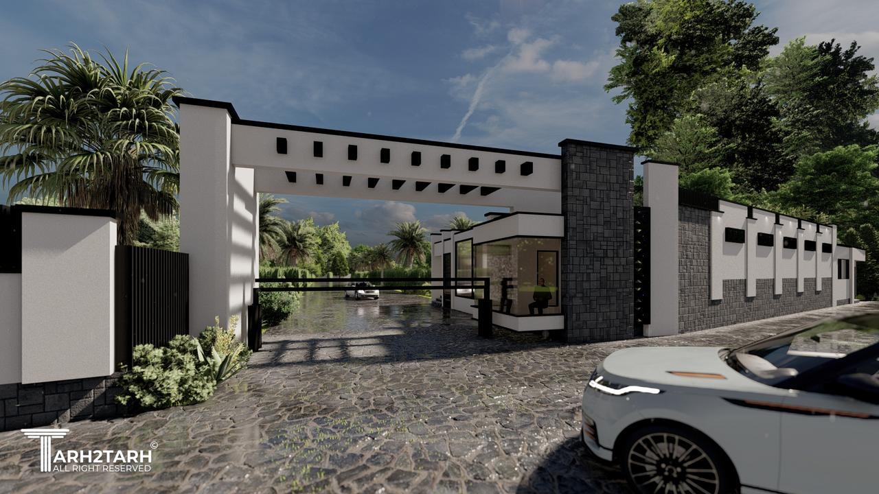 طراحی سردر , استخر , نگهبانی و جداره ورودی شهرک