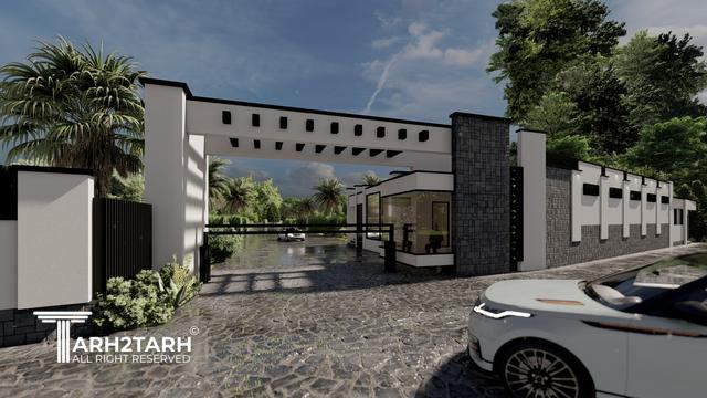 طراحی سردر , استخر , نگهبانی و جداره ورودی شهرک