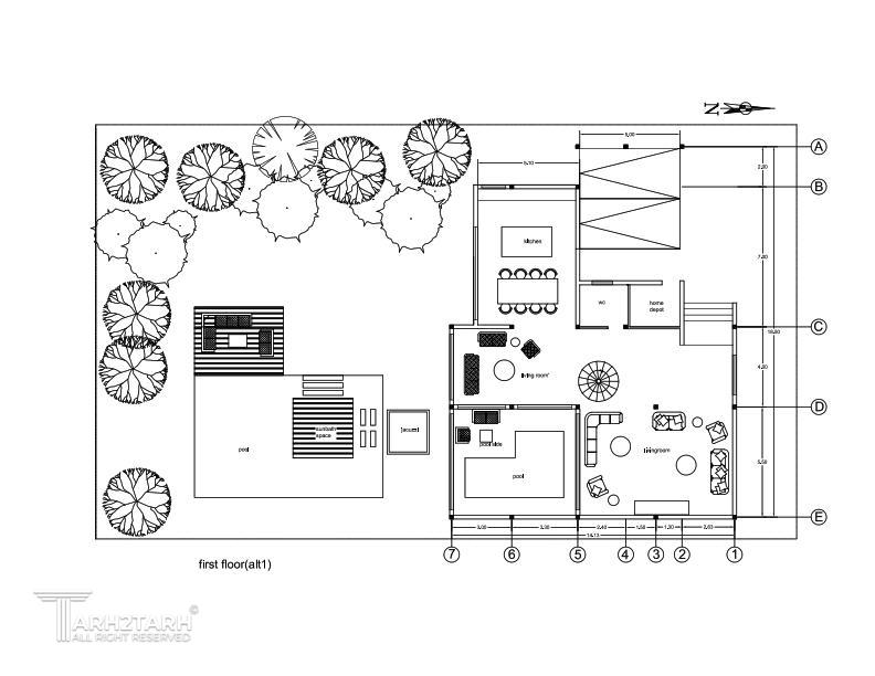 پلان طبقه اول ویلا(آلترناتیو2)