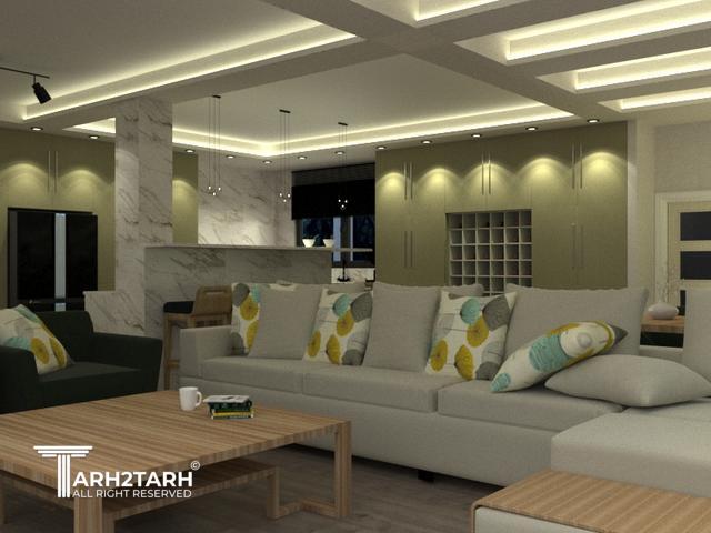 طراحی داخلی نشیمت و آشپزخانه