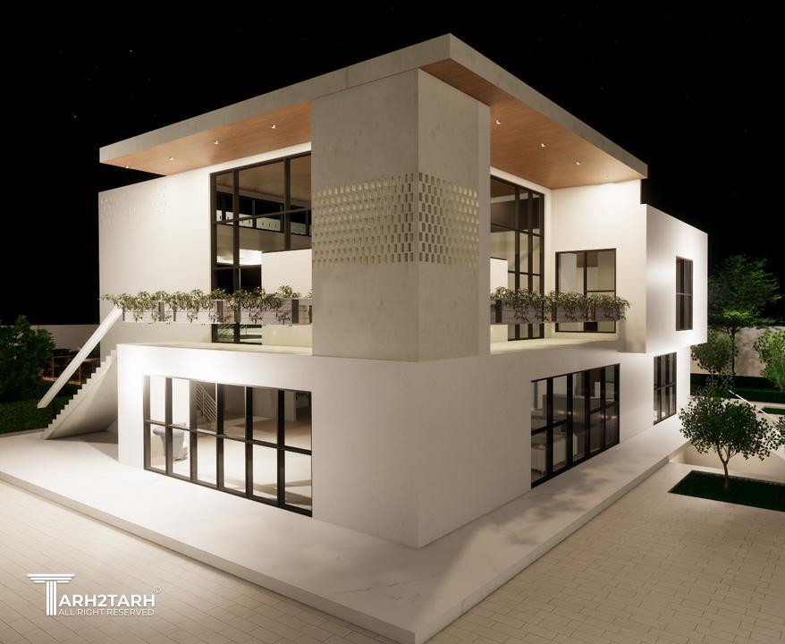 رندر شب ویلا