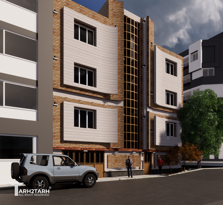 باز طراحی نمای شمالی ساختمان 3 طبقه 