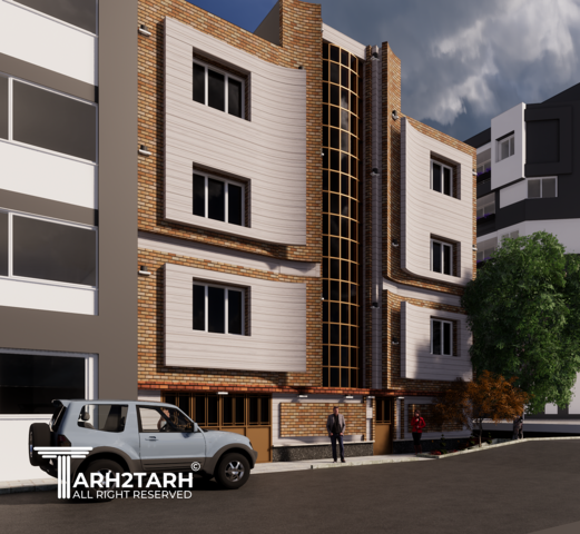 باز طراحی نمای شمالی ساختمان 3 طبقه 