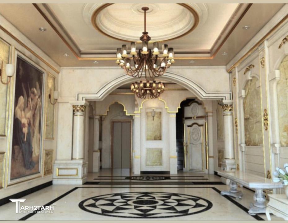 طراحی لابی ساختمان ویانا ( به سبک کلاسیک)