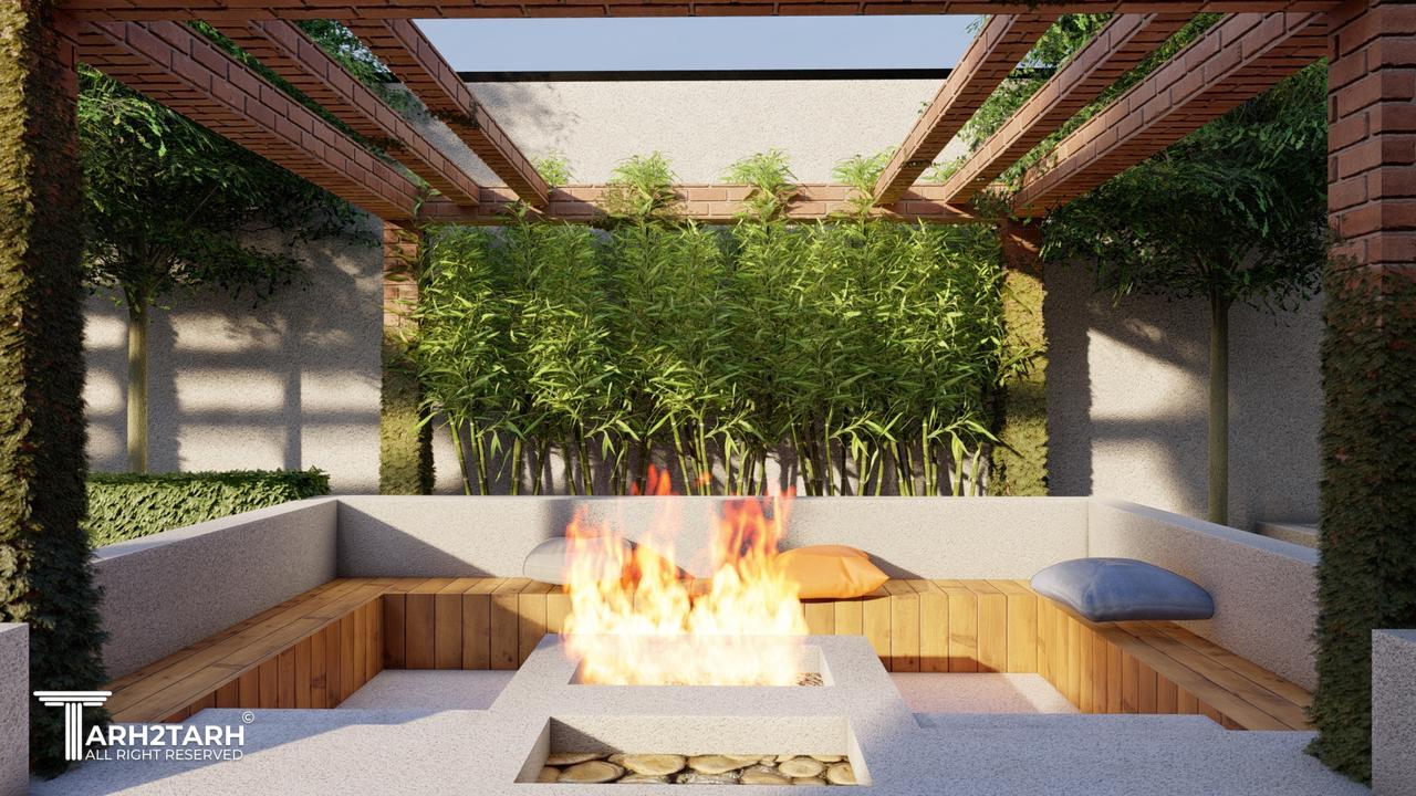 آتشدان محصور شده با بامبو 