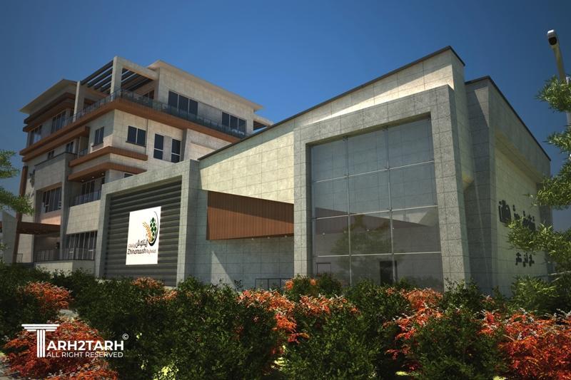 طراحی نمای ساختمان اداری و آمفی تئاتر