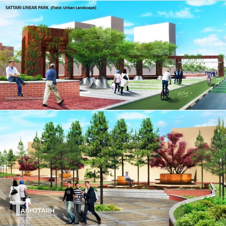 طراحی معماری منظر پارک خطی آموزگار