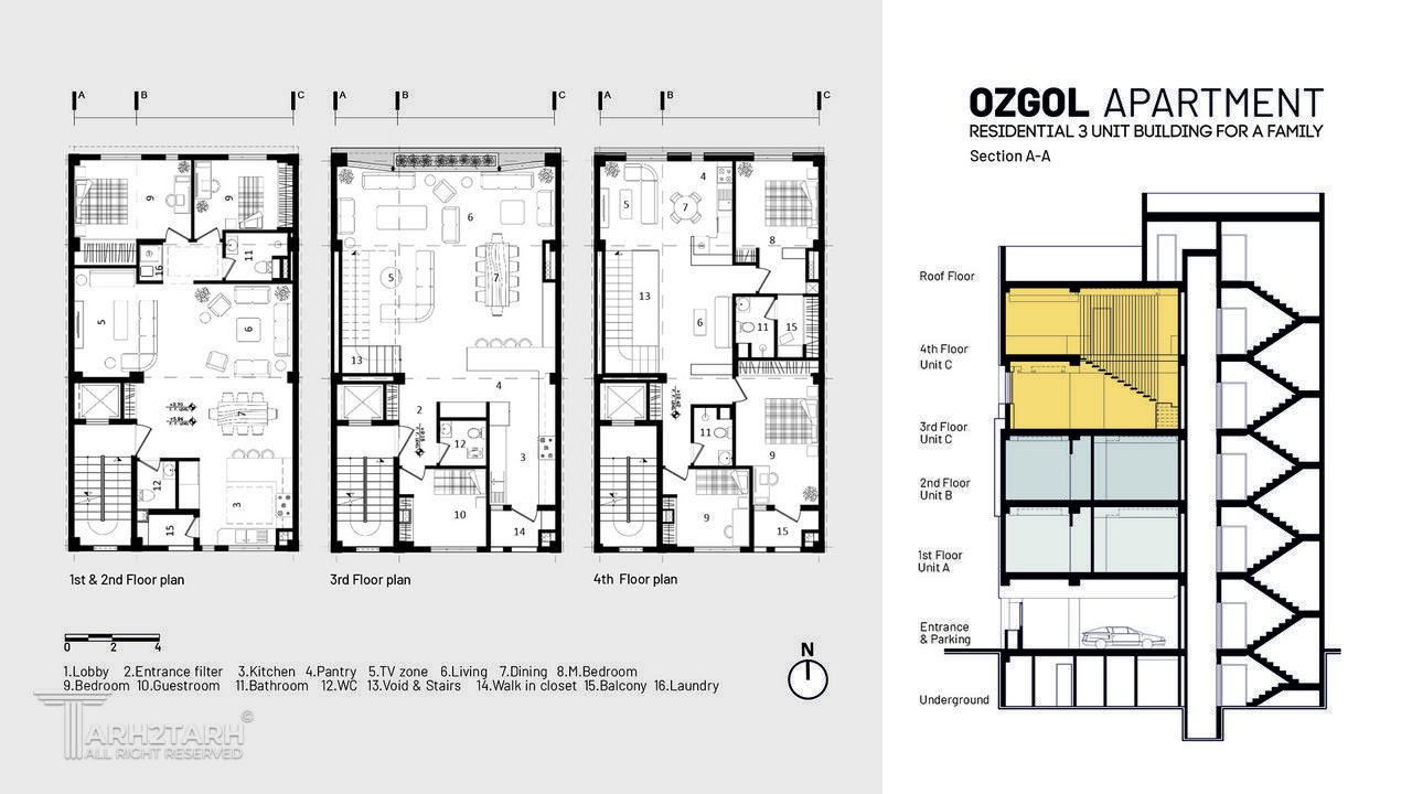Ozgol Apartment - Floors Plan