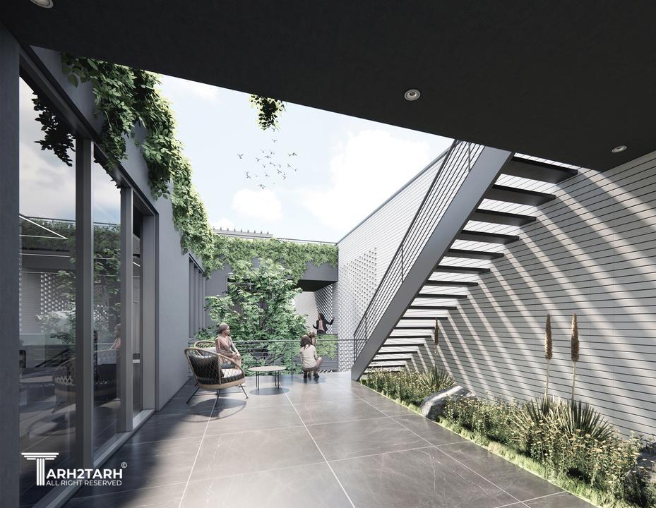 تراس اصلی رو به فضای باز داخلی