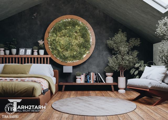 طراحی داخلی اتاق خواب ویلا جنگلی