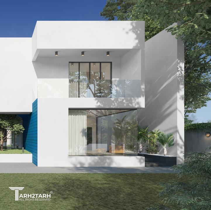 نمای از حیاط خلوت در ویلای لاجورد