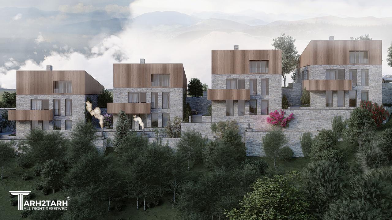 رندر نمای خارجی  مجموعه ویلا