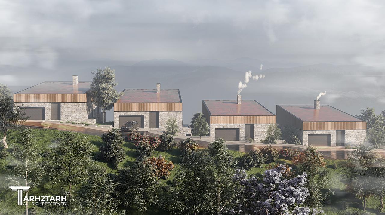 رندر نمای خارجی مجموعه ویلا