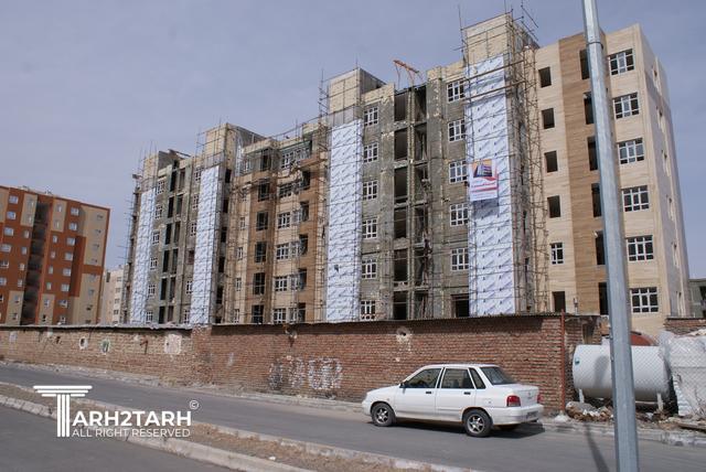 طراحی و اجرای نمای مجتمع 64 واحدی نارنج 6