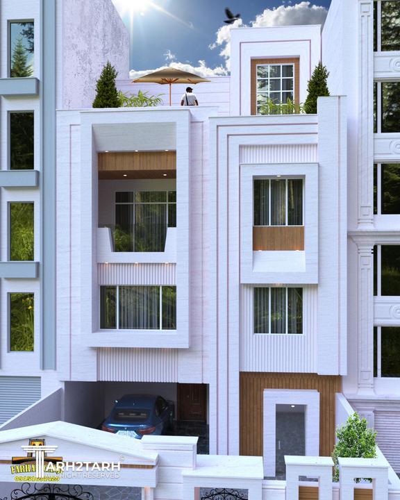 طراحی و اجرای نمای مدرن ساختمان تریبلکس