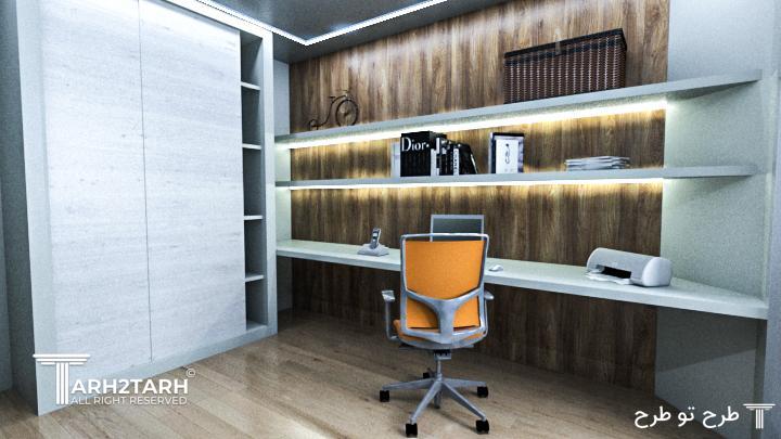 ویو کامل از کمد و میز کار