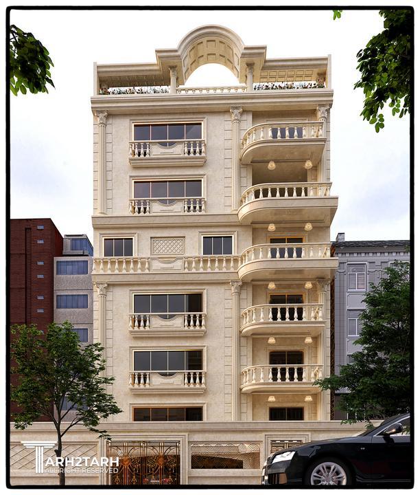 طراحی نما آپارتمان 7 طبقه تنکابن