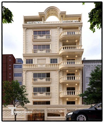 طراحی نما آپارتمان 7 طبقه تنکابن