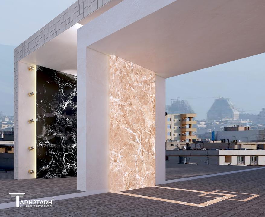 دیوار مجاور مجتمع تجاری با دیتایل بیشتر