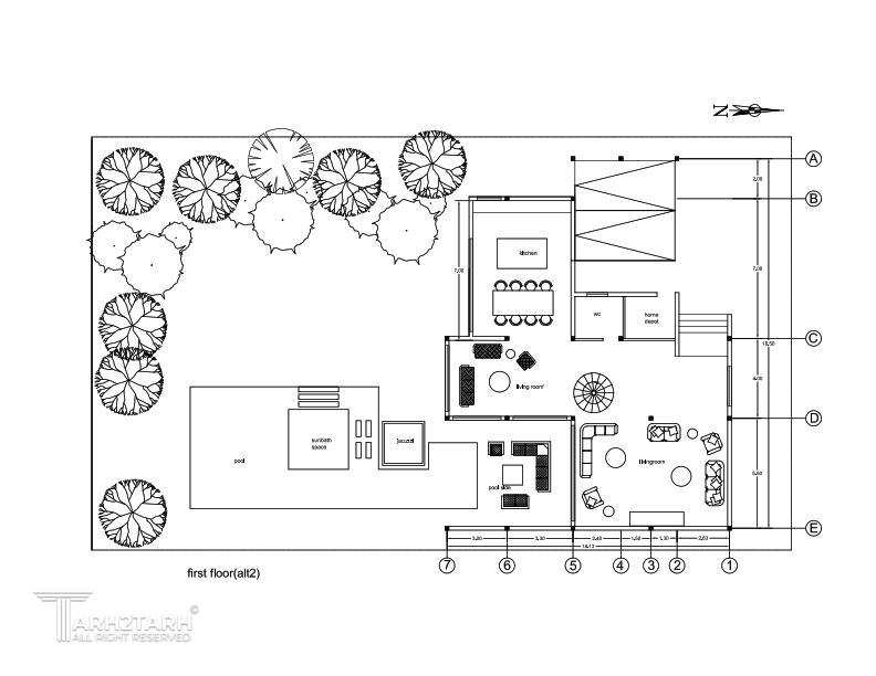 پلان طبقه اول ویلا(آلترناتیو1)