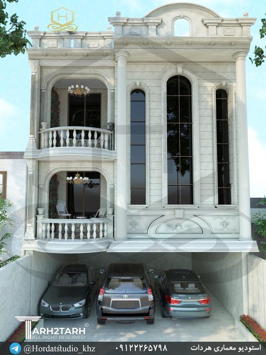 ساختمان دو طبقه شخصی بصورت کلاسیک کار شده