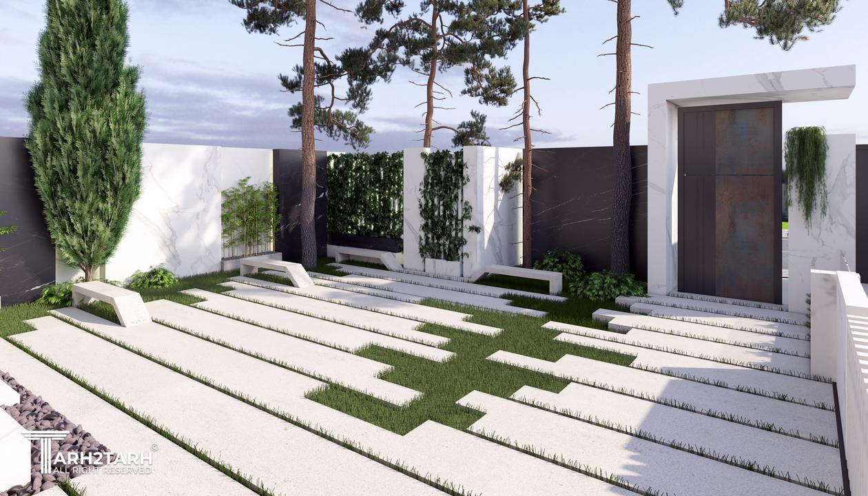 نمای سه بعدی حیاط