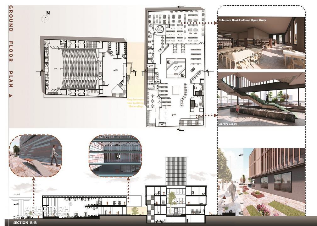 يكي از پلان ها و برش و رندر ها
