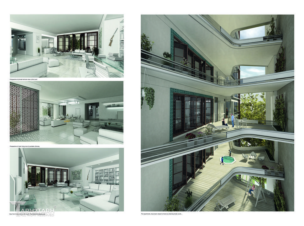 نمای داخلی
هر واحد یک حیاط شخصی در ارتفاع دارد.