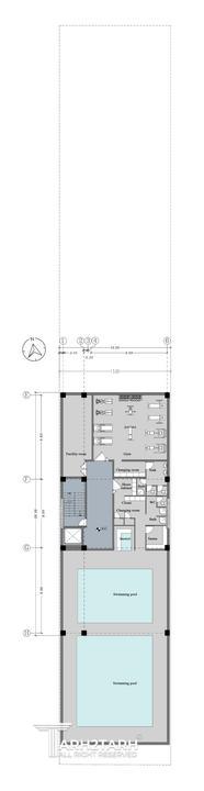 پلان زیرزمین2(شامل سالن ورزش، استخر، موتورخانه)