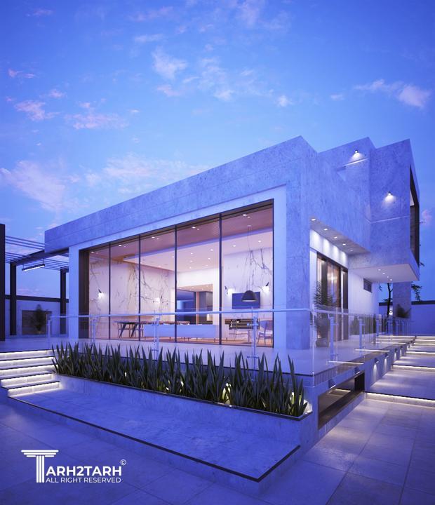 نمای ساختمان از باغ