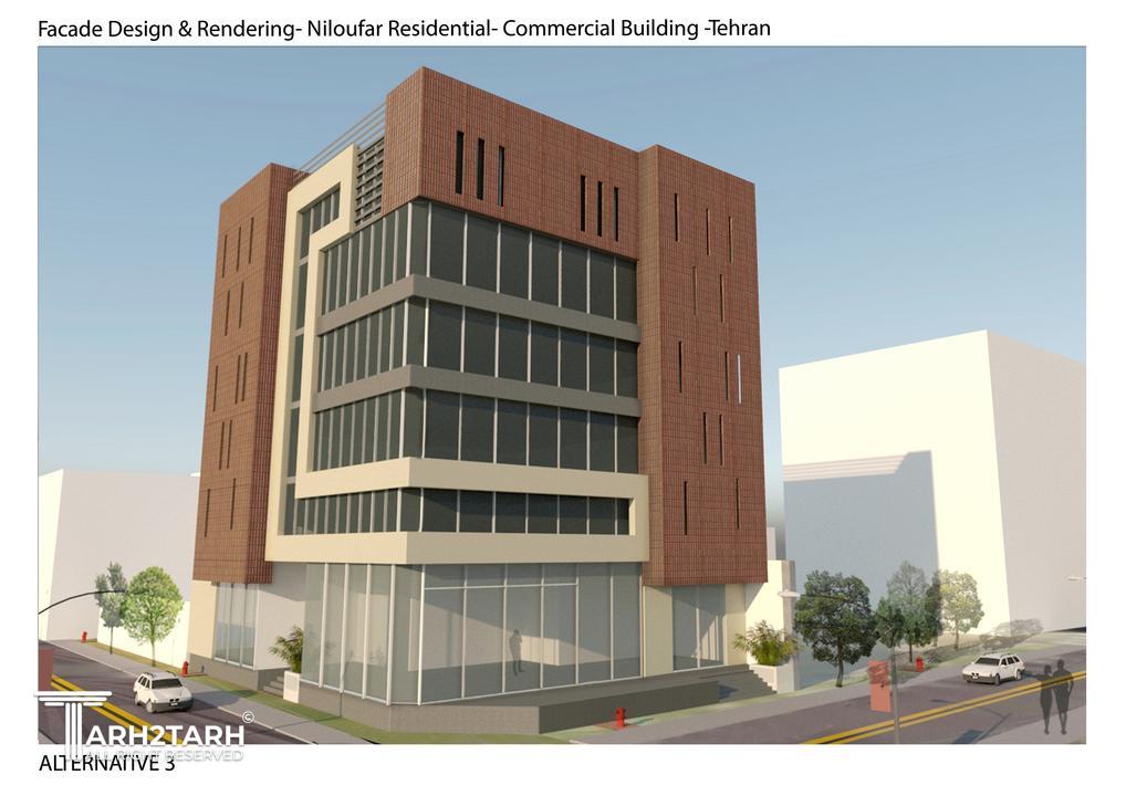 طراحی نمای ساختمان مسکونی-تجاری نیلوفر