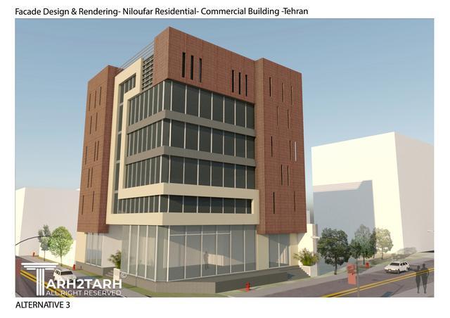 طراحی نمای ساختمان مسکونی-تجاری نیلوفر