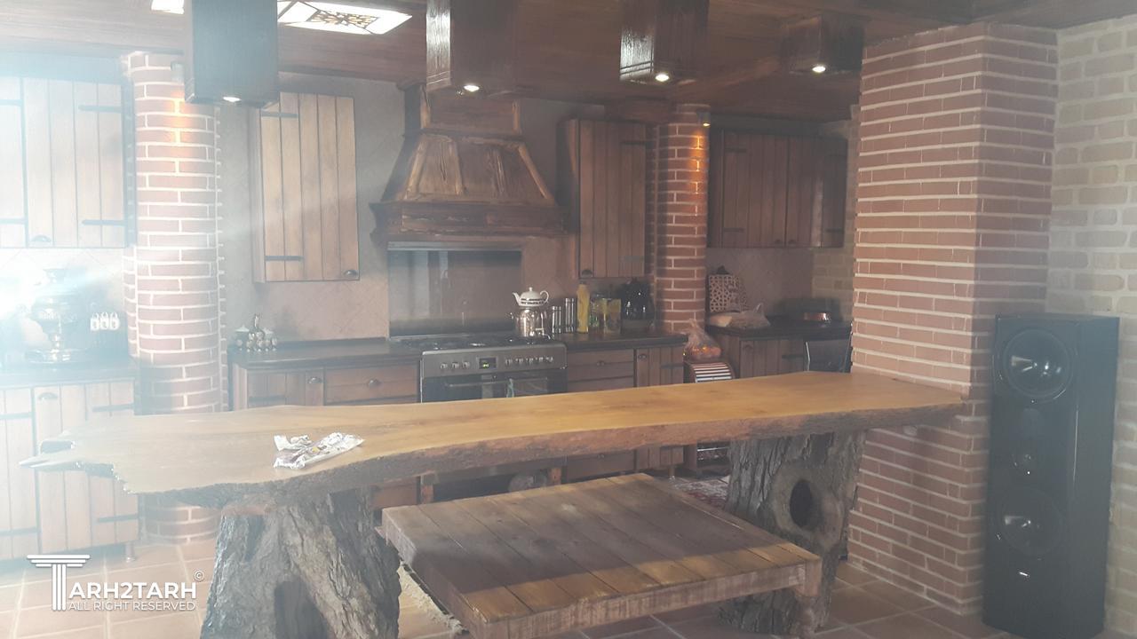 آشپزخانه با طراحی چوب طبیعی