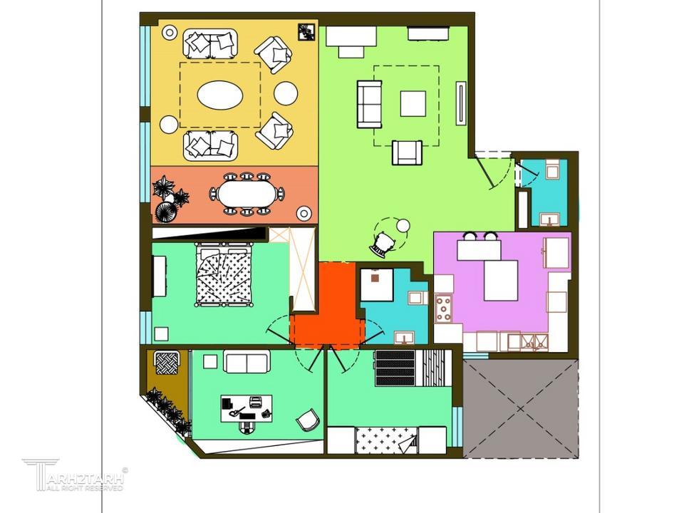 طراحی داخلی واحد مسکونی132متری