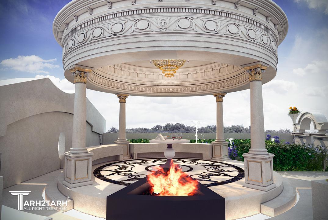 طراحی آلاچیقی در بام به سبک کلاسیک