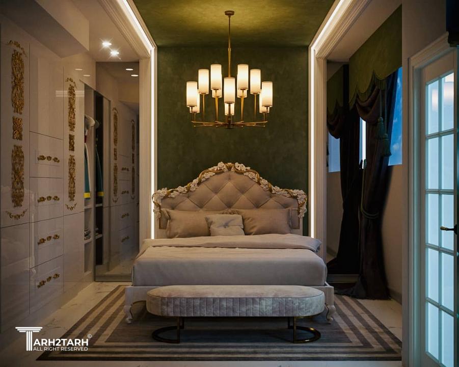 طراحی اتاق خواب با رنگ سبز یشمی کلاسیک