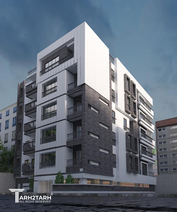 طراحی نمای پروژه مسکونی مهاجر