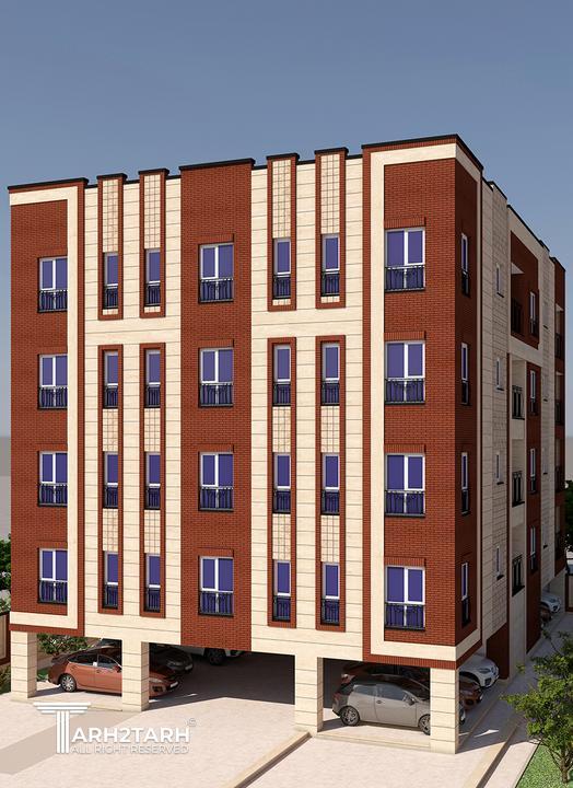طراحی پلان و نمای ساختمان 4 طبقه 12واحدی