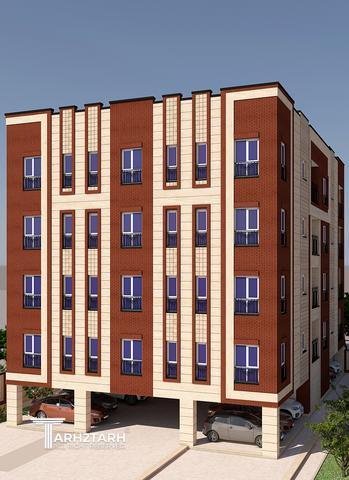 طراحی پلان و نمای ساختمان 4 طبقه 12واحدی