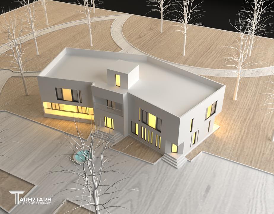 ویلا از زوایه پرنده ( رندر سبک ماکت )