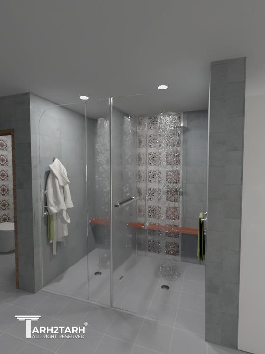 دوش استخر - طراحی با دوش سقفی گروهه