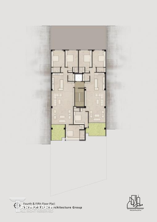پلان تیپ طبقات چهارم و پنجم