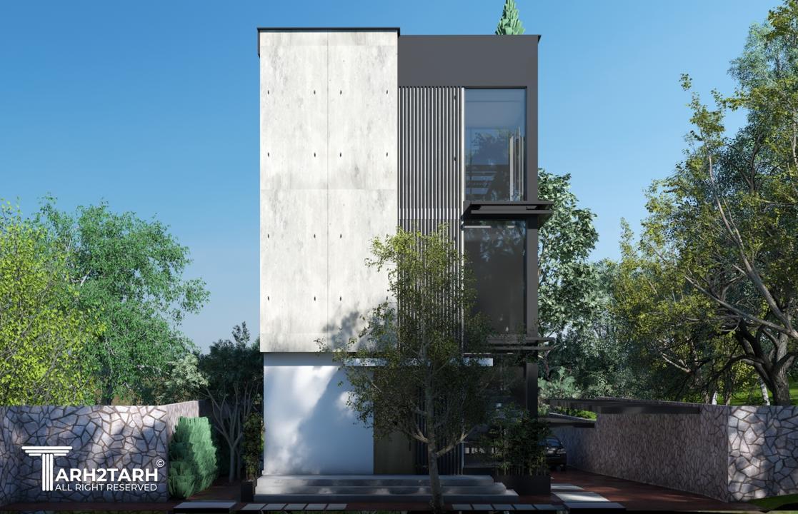 نمای غربی پروژه و ورودی ساختمان
