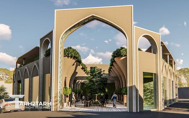 طراحی پلان و نمای ساختمان تجاری واژار(سبک سنتی ایرانی)